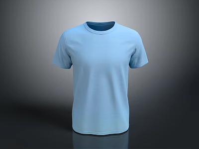 Light Blue Short Sleeve Casual Cotton T Shirt For Daily Wear 3d model