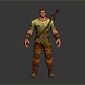 Man Wearing Yellow Shirt Brown Pants With Waist Belt And Sword On Back Fantasy Character