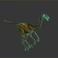 3D Rendered Yellow Brown Striped Dinosaur Model With Long Neck Standing Pose