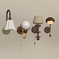 Wall Lamps Various Designs with Fabric Shades and Wooden Bases for Indoor Home Decor