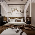 Hotel Guest Room Interior With Beige Sofa Black Coffee Table White Curtains And Decorative Painting