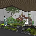 Modern Garden Landscape With Stone Path Fire Pit Hanging Chair Seating Area And Lush Greenery
