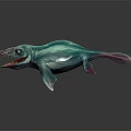 Blue Fish Crocodile Hybrid Monster Character For Game Movie With Open Mouth Sharp Teeth Fierce Eyes