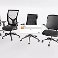 Modern Office Chairs With Mesh Back Adjustable Armrests And Rolling Wheels 3d model