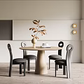 Antique Dining Table and Chair Combination Round Table Dining Table and Chair Dining Table Solid Wood 3d model