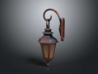Vintage Copper Wall Mounted Lamp With Architectural Exterior Lighting Design 3d model