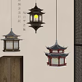 Traditional Chinese Pagoda Shaped Pendant Lights with Wooden Frame and Glass Panels for Home Decor