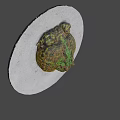 Colorful Green Yellow Spotted Frog Game And Movie Character Sitting On White Circular Platform