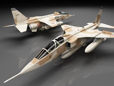 Two Military Fighter Jets With Desert Camouflage And Detailed Exterior Design 3d model