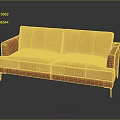 Modern Orange Two Seater Sofa With Upholstered Surface And Black Metal Legs