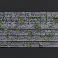 Modern Gray Stone Feature Wall With Green Plant Inserts And Geometric Patterns 3d model