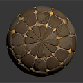Ancient Spherical Throwing Weapon With Stone Plates And Golden Metal Rivets 3d model