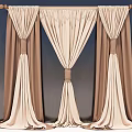 Elegant Beige and Brown Pleated Curtains with Decorative Tiebacks for Window