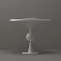 Modern White Round Coffee Table Featuring Unique Spherical Pedestal Base Design 3d model