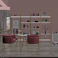 Beauty Salon Interior Design With Pink Chairs White Gold Shelves Green Plants And Beauty Products