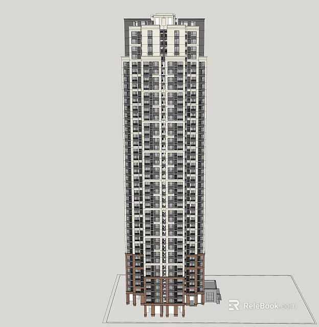 Modern High Rise Building Exterior Design With Windows Balconies And Architectural Details 3d model 