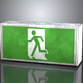Green Emergency Exit Sign With White Running Figure Icon And Metal Frame