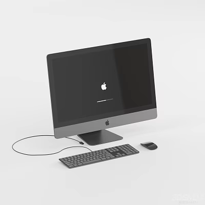 Modern Office Appliance Setup Featuring Apple All In One Desktop With Keyboard And Mouse 3d model
