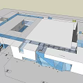 Modern Commercial Complex Featuring Glass Curtain Walls White Exterior And Open Entrance Area