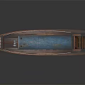 Vintage Wooden Paddle Wheel Boat With Blue Roof And Two Deck Design