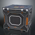 Futuristic Cube Container With Metallic Panel Details And Geometric Line Structure 3d model