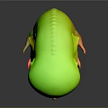 Pink Cartoon Creature With Large Head Curved Body Smooth Surface And Reflection On Dark Background