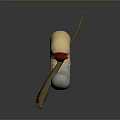 Beige Caterpillar With Red Head Crawling On Wooden Stick Against Gray Background