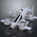 White Futuristic Helicopter With Four Rotors 3d model