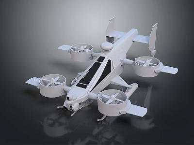 White Futuristic Helicopter With Four Rotors 3d model White Futuristic Helicopter With Four Rotors 3d model