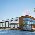 Modern Industrial Factory Building With Glass Facade And Metal Exterior Design