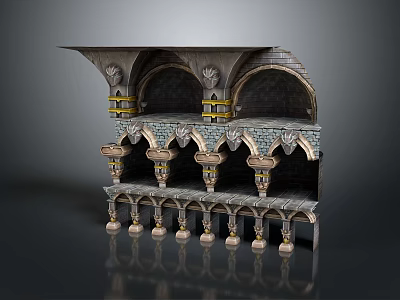 Classical Architecture Model With Multi layered Structure Arched Openings Decorative Columns And Intricate Carvings 3d model