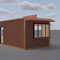 Modern Commercial Street Container Shop With Brown Exterior Orange Sign And Windows