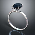 Elegant Silver Ring With Inlaid Black Gemstone Polished Band And Shiny Setting