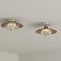 Modern Minimalist Ceiling Lights With Wooden Trim Metal Base And Glass Shade