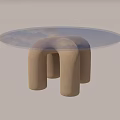 Round Coffee Table With Glass Top And White Cylindrical Legs Modern Design