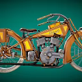 Vintage Orange Motorcycle With Classic Design Retro Engine Chrome Details And Spoked Wheels