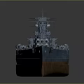 Vintage Warship 3D Model Featuring Blue Red Hull And Detailed Deck Structure 3d model