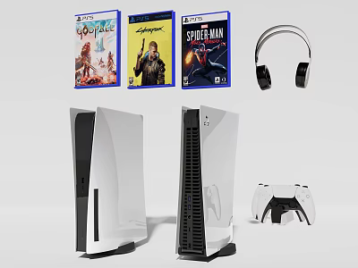 Entertainment Electronics Including PS5 Game Consoles Wireless Controller Gaming Headphones And Game Discs 3d model