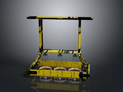 Yellow Black Leisure Furniture Featuring Hanging Seats Square Base And Top Bar 3d model