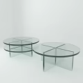 Modern Round Glass Coffee Tables With Two Tier Design And Black Metal Frames