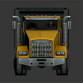 Bright Yellow Heavy Duty Dump Truck Featuring Black Cargo Bed And Cab
