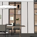 Modern Study Room Interior With Wooden Desk Shelves Potted Plant And Hanging Lamp