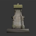 Stone Garden Ornament with Carved Details Mossy Top Square Base and Drainage Grill