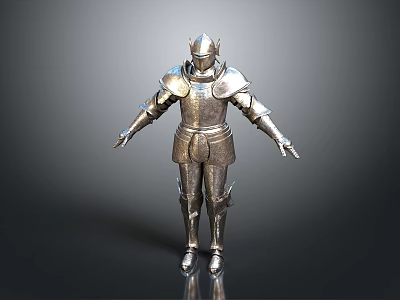 Shiny Silver Medieval Armor Figure With Helmet And Full Body Protection 3d model