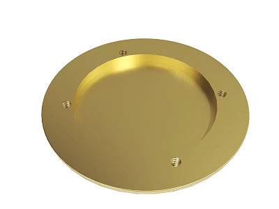 Golden Round Metal Plate With Four Mounting Screw Holes For Hardware 3d model