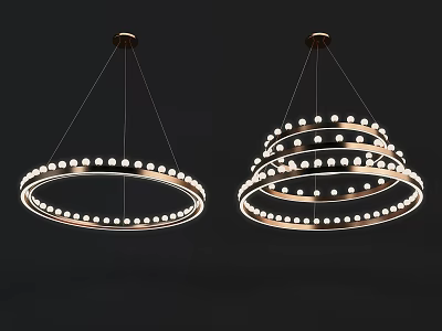 Modern Circular Multi Layer Chandelier With White Globe Lights And Metal Frame 3d model
