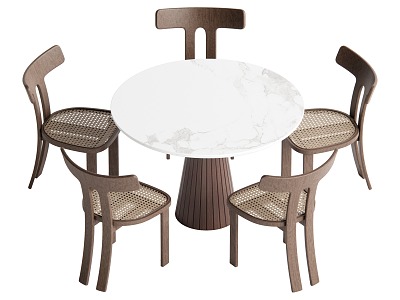 Middle style dining table and chair combination model