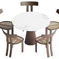 Middle style dining table and chair combination 3d model