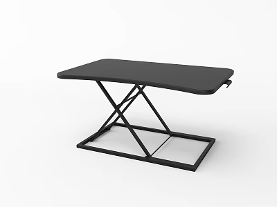 Modern Office Desk With Black Surface And X Shaped Metal Frame Structure 3d model