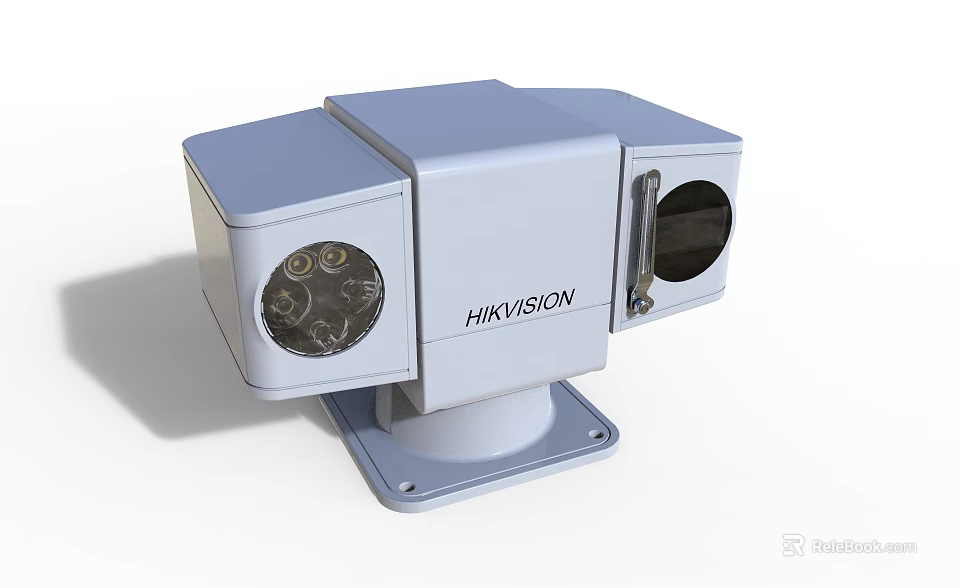Projection Surveillance Device by HIKVISION with Two Circular Lenses and Square Base 3d model